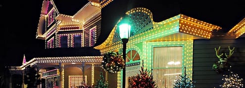 House full of Christmas lights.