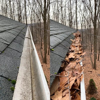 The difference between clean and dirty gutters is that the right side is dirty, while the left is pure.